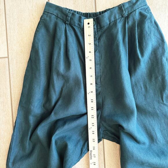 Eileen Fisher Wide Leg 100% Linen Trouser Pants Large Pleated Minimalist Classic - Picture 7 of 9